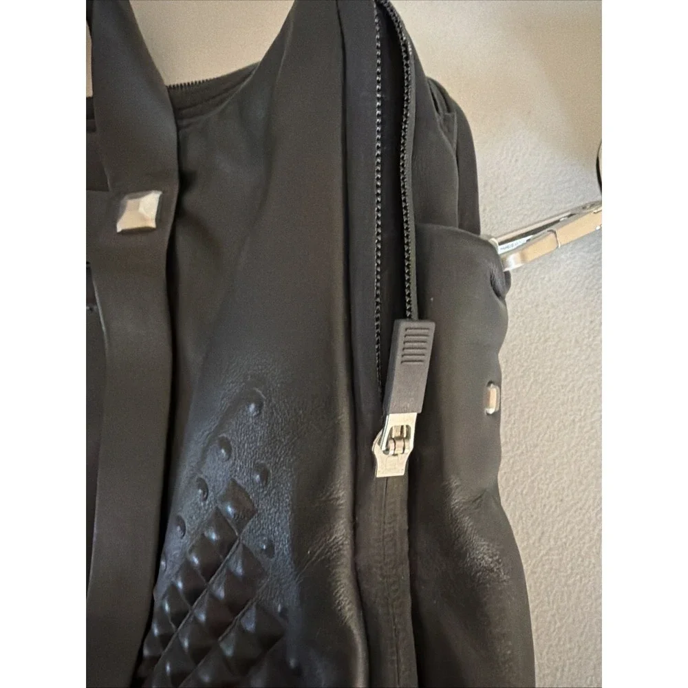 MCM Black Leather Briefcase Studded Embossed Document Case Laptop Bag W/ Tag
